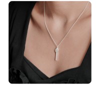 Double Pendant Rhinestone Silver Necklace SPE-2283